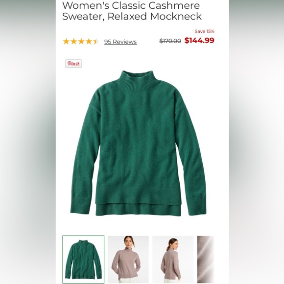 L.L. Bean women’s classic cashmere sweater relaxed mock neck size L - Picture 11 of 11